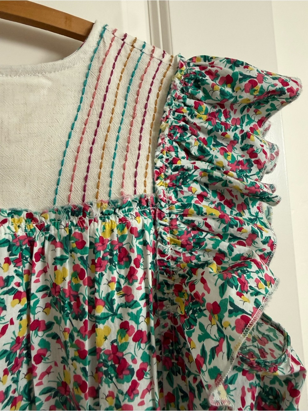THML floral embroidered flutter sleeve top - Picture 5 of 5